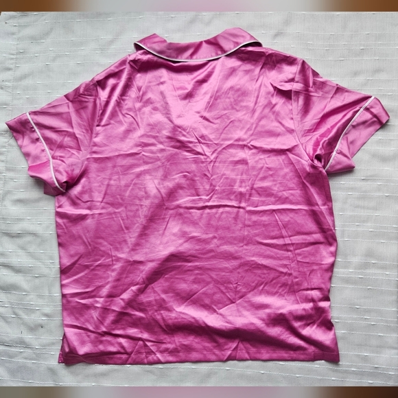 Victoria's Secret Glazed Satin Pink Short Sleeve Pajama Set XL 100% Polyester - Picture 11 of 14